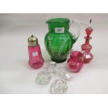 Small quantity of Victorian cranberry and other coloured glass