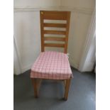 Pair of modern oak ladder back side chairs