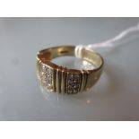 9ct Yellow gold and diamond set ring