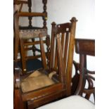 Pair of late Victorian oak dining chairs together with a set of three 1920's mahogany splat back
