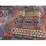 Turkish Persian pattern rug of geometric design with multiple borders,