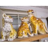Patricia Drummond, a large pottery figure of a leopard and two cubs,