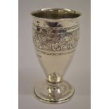 Ramsden and Carr silver goblet embossed with ivy leaves on a tapering body,