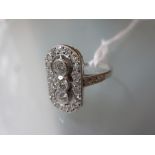 18ct White gold oval diamond cluster ring,