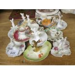 Collection of porcelain ring trees and chamber candlesticks