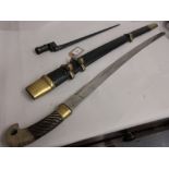 20th Century Russian sabre with leather scabbard and attached socket bayonet,