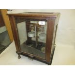 Pair of early 20th Century mahogany and glass cased laboratory scales by Sutherland Thomson and Co.