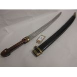 Small Russian sabre with leather scabbard,