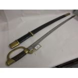 19th Century Russian sabre with leather scabbard,