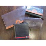 Small Pierre Cardin black leather wallet and three other small wallets / key holders