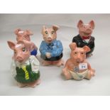 Group of five National Westminster pottery piggy banks