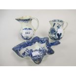 18th Century English blue and white sparrow beak jug,