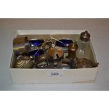 Silver condiment set and miscellaneous other small silver and silver mounted items