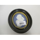 19th Century oval Wedgwood blue Jasperware plaque,