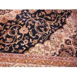 Blue ground Kashan pattern machine woollen carpet, 2.