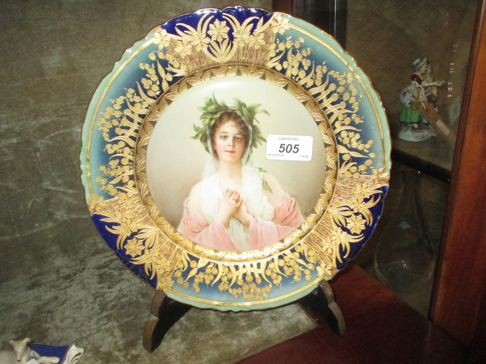 Vienna cabinet plate painted with a portrait of Quellnymphe