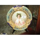 Vienna cabinet plate painted with a portrait of Quellnymphe