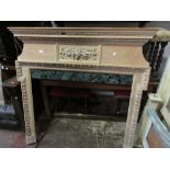 Pine composition and green marble inset fire surround in George III style