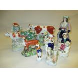 Group of eight various 19th Century Staffordshire figures