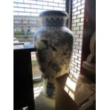 Pair of large reproduction Chinese baluster form vases decorated with birds in foliage (a/f)