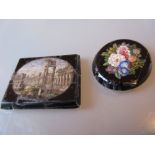 Two early 19th Century Italian micro mosaic panels depicting Roman ruins and a still life (a/f)