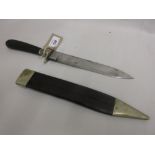 American dagger with leather scabbard, the blade inscribed C.S.A.