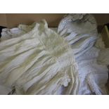 Quantity of various crochet edged and other Christening gowns