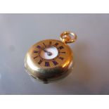 Unusual miniature 18ct gold cased crown wind half hunter pocket watch by Ortner and Houle, St.