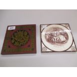 19th Century Minton and Hollins pottery tile after Christopher Dresser together with a Booth