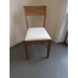 Set of four modern light oak dining chairs together with a pine hanging corner cabinet with single