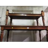 Late Victorian walnut buffet stand on turned supports (a/f) together with another similar