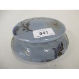 Galle semi opaque blue glass powder bowl and cover of squat baluster form decorated in coloured