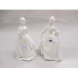 Two Royal Worcester white glazed figures,