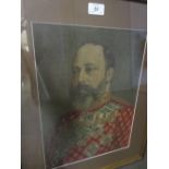 Pair of early 20th Century beadwork portraits of Edward VII and Queen Alexandra, 15ins x 11.