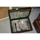 20th Century canteen of silver plated Queens pattern cutlery in mahogany box