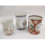 Three various Chinese export mugs (all a/f)
