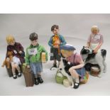 Group of five various Royal Doulton figures, ' The Girl Evacuee ', ' The Boy Evacuee ',