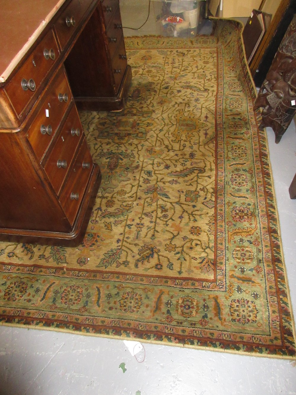 Machine woven Persian design rug together with another similar