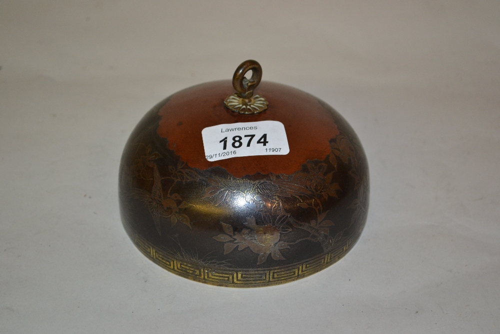 Japanese prayer gong with white and yellow metal inlay - Image 2 of 2