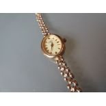 Ladies 9ct gold cased Rotary wristwatch with integral bracelet strap