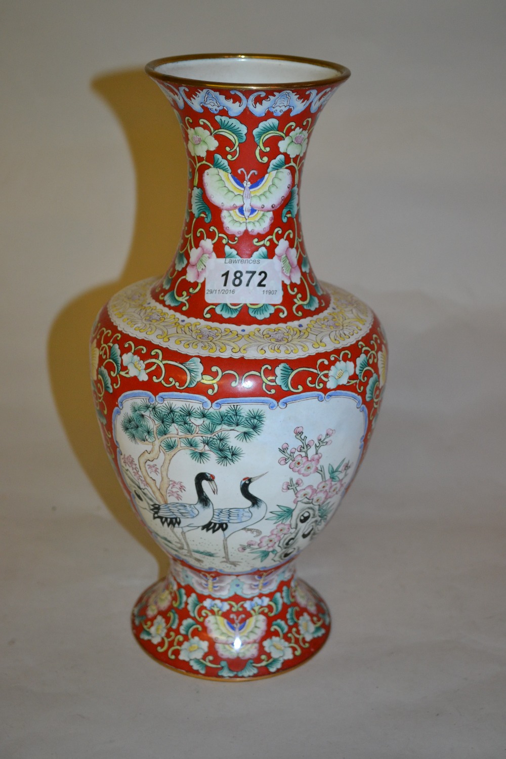 20th Century Canton enamel baluster form vase