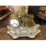 19th Century French ormolu and alabaster figural mantel clock,