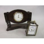 1940's Oak cased mantel clock with circular enamel dial having Arabic numerals,