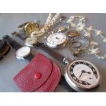 Two 9ct yellow gold cased wristwatches (a/f) together with a quantity of other various watches and