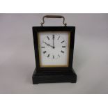 Small 19th Century French ebonised cased carriage clock with enamel dial,