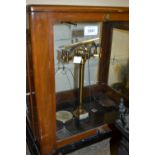 Mid 20th Century mahogany cased laboratory balance scale