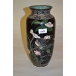 Japanese cloisonne baluster vase decorated with a bird in foliage (a/f)