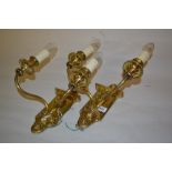 Pair of brass two branch wall lights