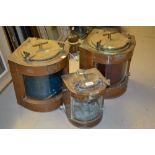 Ships copper mast head lamp and two others similar