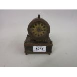 Small German brass table clock together with a black slate two train mantel clock for restoration